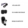 Desfabe Boxing Star 120x32 Cm Zincirli Boks Kum Torbası Siyah+El Bandajı+Boks Eldiveni+Atlama İpi