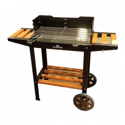 Wetterstein Tekerlekli Mangal, Ahşap Sehpalı/Raflı, Barbekü S MODEL