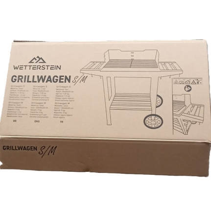 Wetterstein Tekerlekli Mangal, Ahşap Sehpalı/Raflı, Barbekü S MODEL