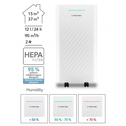 TROTEC TTK 27 HEPA NEM ALMA VE HAVA TEMİZLEME CİHAZI 12 LT
