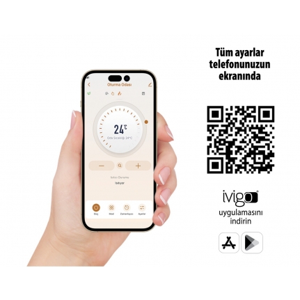 İvigo Wifi Uzaktan Erişimli Dijital Elektrikli Panel Konvektör Isıtıcı 2500 Watt Beyaz EPK4590W25B