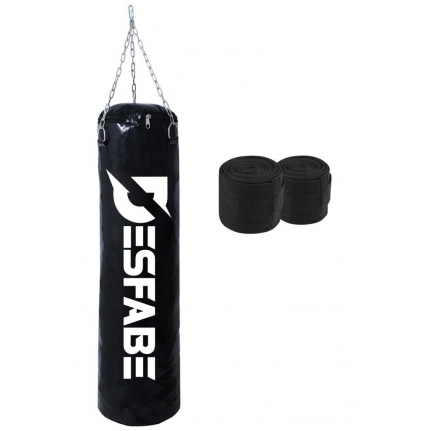 Desfabe Boxing Star 70x25 Cm Zincirli Boks Kum Torbası Siyah+El Sargı Bandajı