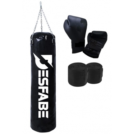 Desfabe Boxing Star 70x25 Cm Zincirli Boks Kum Torbası Siyah+El Sargı Bandajı+Boks Eldiveni Desfabe Boxing Star 70x25 Cm Zincirli Boks Kum Torbası Siyah+El Sargı Bandajı+Boks Eldiveni