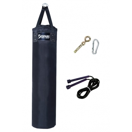 Desfabe Polydes 120x30 Cm Kolonlu Boks Kum Torbası Siyah+Askı Aparatı+Atlama İpi