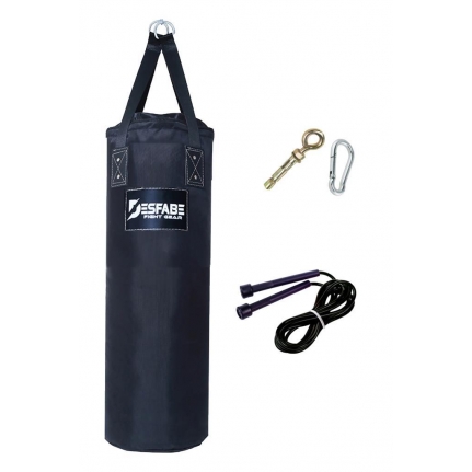 Desfabe Polydes 80x25 Cm Kolonlu Boks Kum Torbası Siyah+Askı Aparatı+Atlama İpi